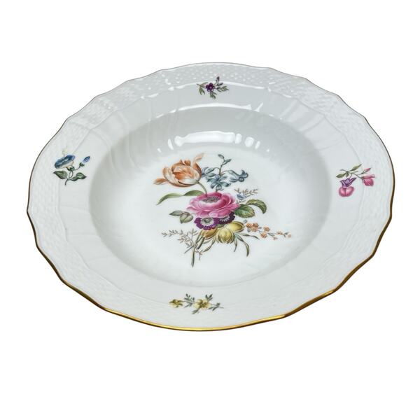 Royal Copenhagen Frijsenborg Large Rim Soup Bowl 1614 Flowers Scalloped Rim - Picture 4 of 13